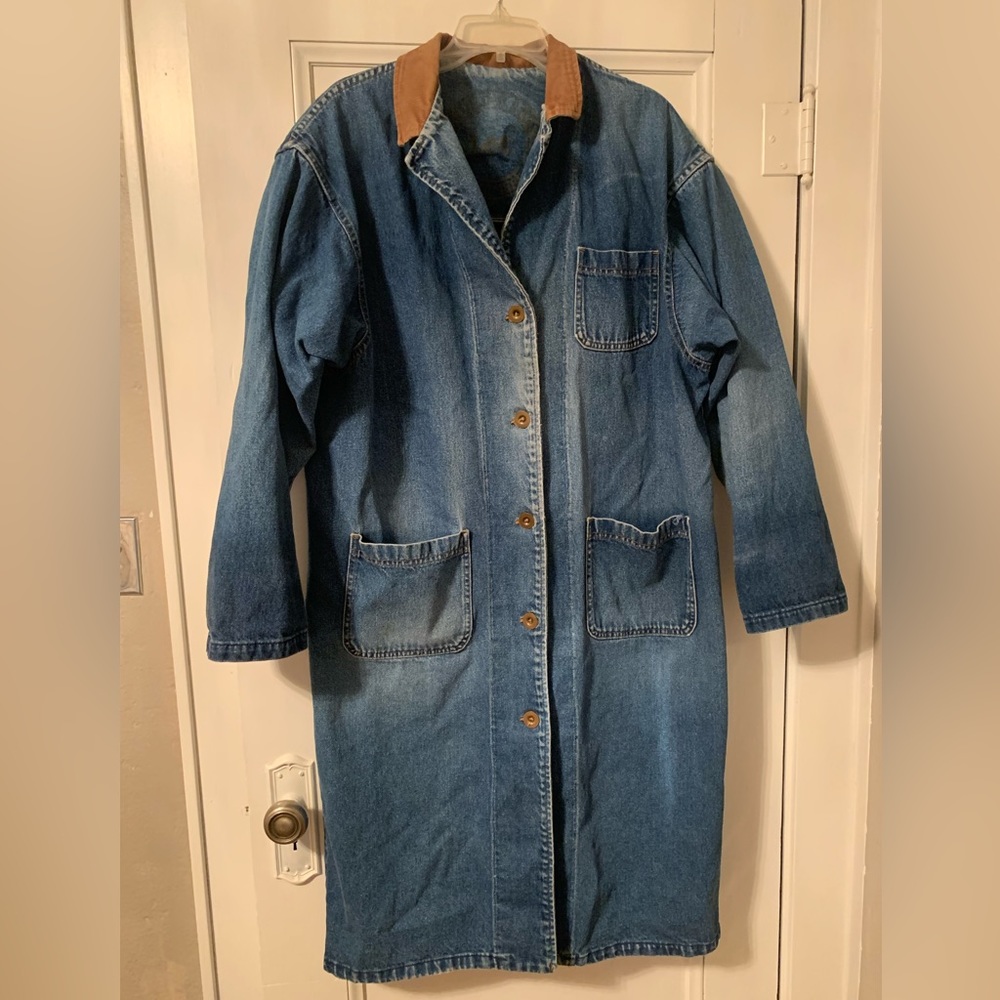 Lee Denim Duster Jacket with Corduroy Collar